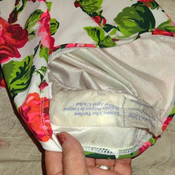 NWT size large Women's ISAAC MIZRAHI  one piece red and green bathing suit - Picture 7 of 9